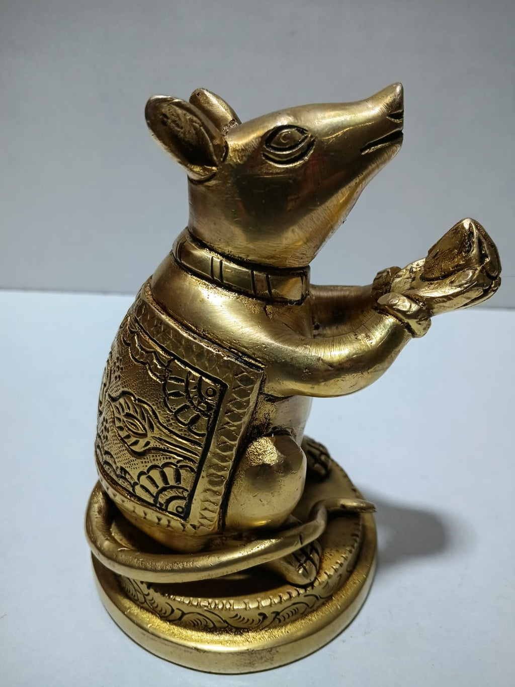 Brass Mouse Showpiece | Mushak Vahana | Handcrafted Antique Gold | Vastu & Home Décor