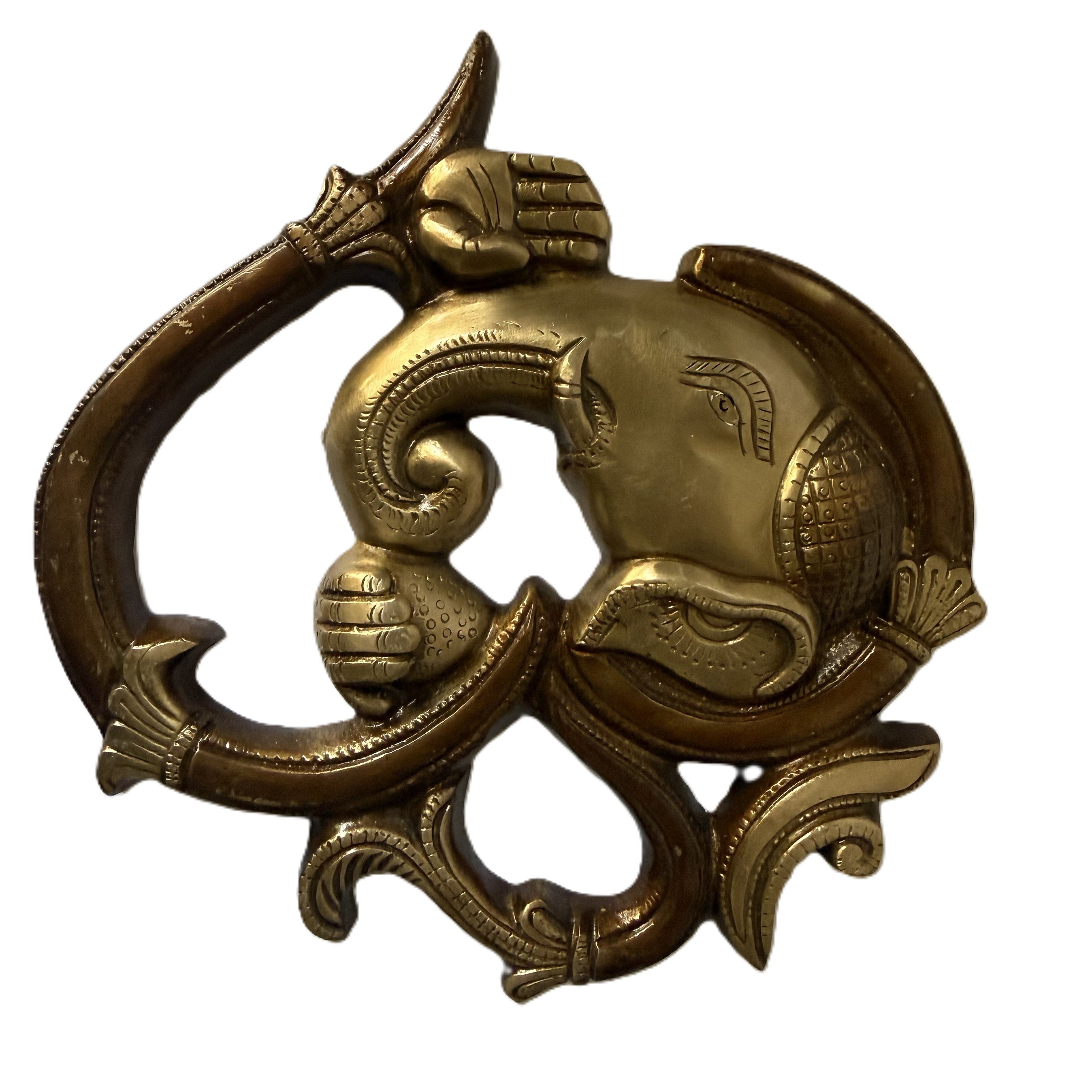 Svarn Studio Brass Ganesha Om Wall Hanging - Front View White Background