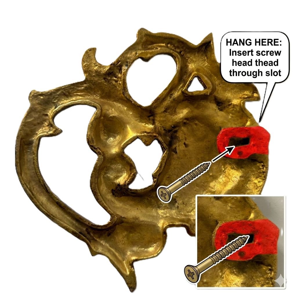 Svarn Studio Brass Ganesha Om Wall Hanging with Stone Work - Living Room Lifestyle Beige Wall