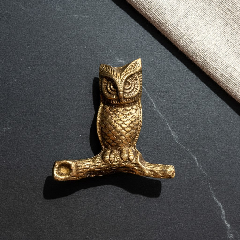 Svarn Studio pure brass owl idol antique finish handcrafted Lakshmi vahana showpiece home decor gifting