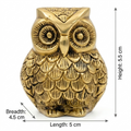 Svarn Studio Handcrafted Solid Brass Sitting Owl Figurine | Pital Ka Ullu | Life time Antique Gold Finish | Lakshmi Vahana | Vastu Feng Shui Showpiece | Home Office Décor | Diwali Gift | 5 Inch | Made in India