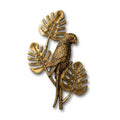Svarn Studio Brass Parrot Wall Hanging | Antique Gold | Monstera Leaf Design , heavy ~1.5 kg