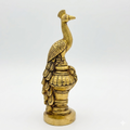 Svarn Studio Brass Peacock Figurine | Tall Antique Gold Showpiece