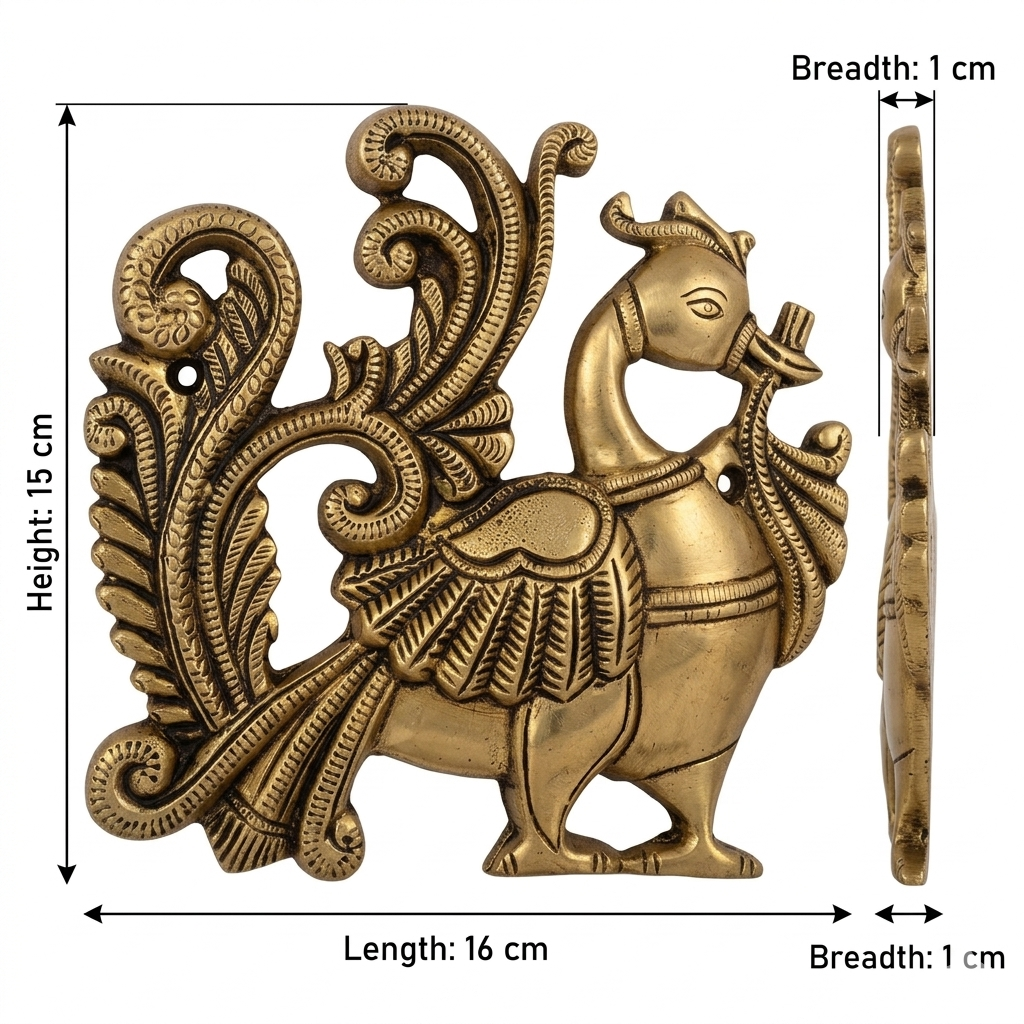 Svarn Studio Brass Peacock Wall Décor — Handcrafted Traditional Indian Style (Set of 2)