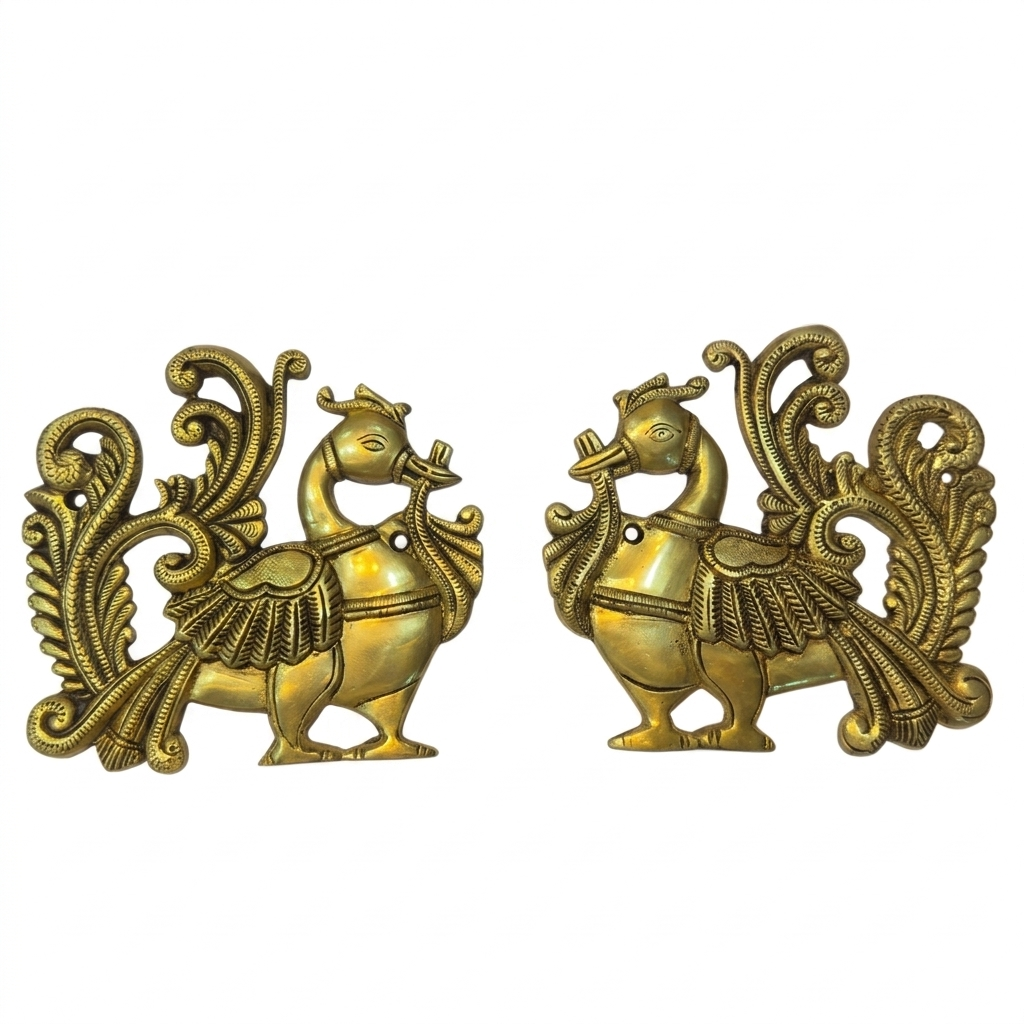 Svarn Studio Brass Peacock Wall Décor — Handcrafted Traditional Indian Style (Set of 2)
