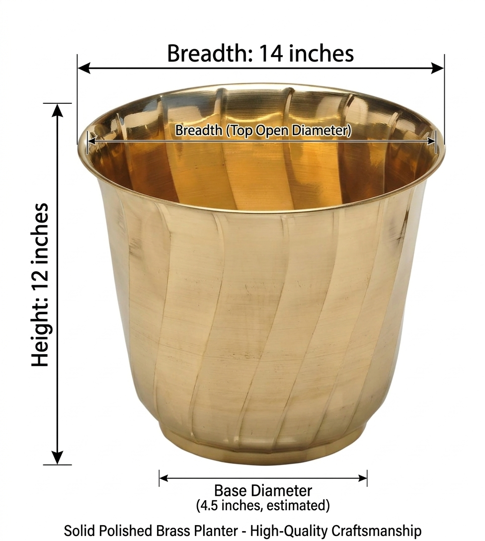 Svarn Studio pure brass decorative planter bowl handcrafted hammered finish 6 8 10 12 inch home decor