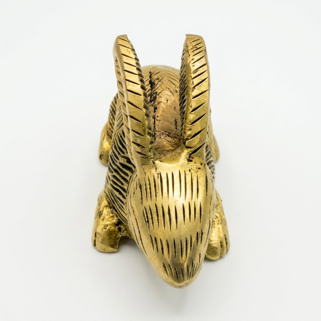 Svarn Studio Brass Rabbit Figurine | Sitting Pose | Antique Gold | 9.5 cm