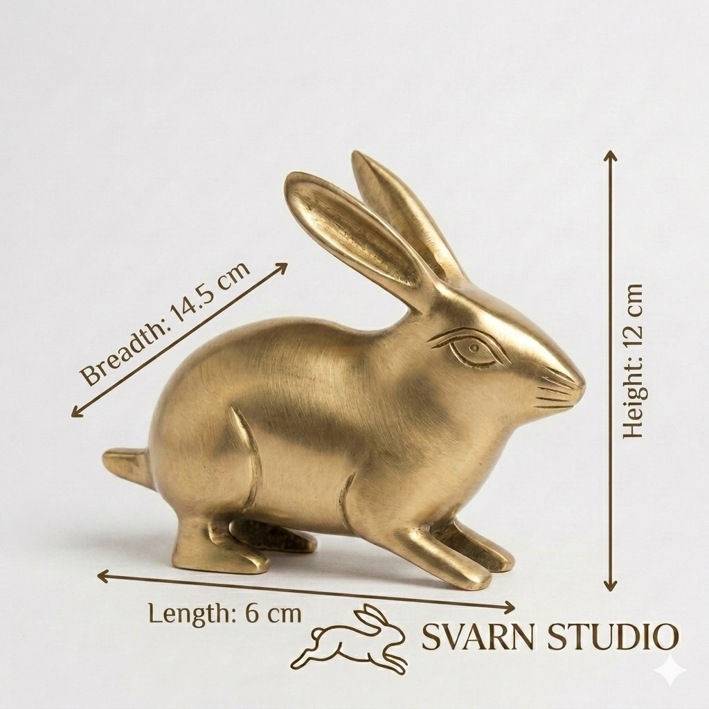 Svarn Studio Brass Rabbit Figurine | Gold Finish | Home Décor Sculpture