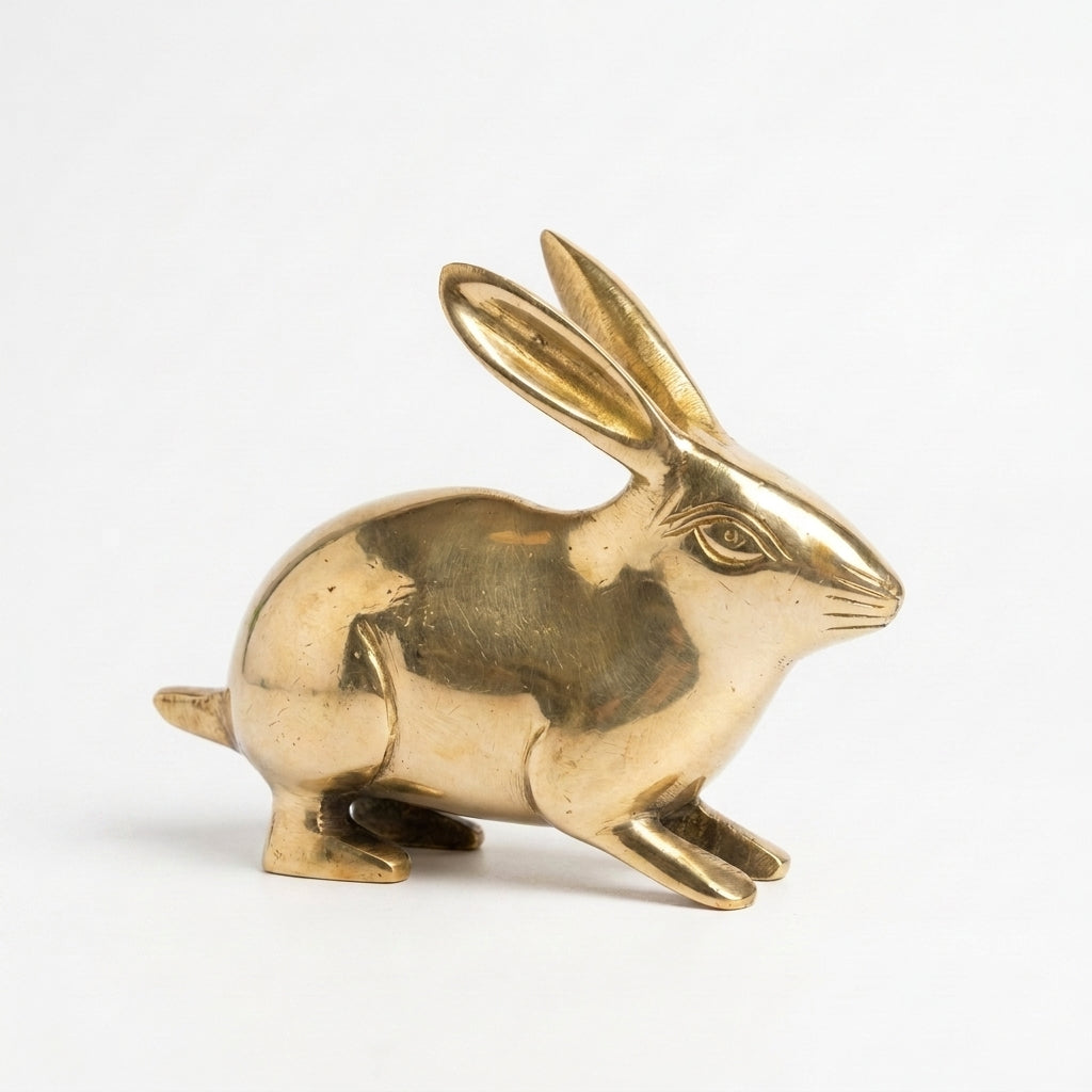 Svarn Studio Brass Rabbit Figurine | Gold Finish | Home Décor Sculpture