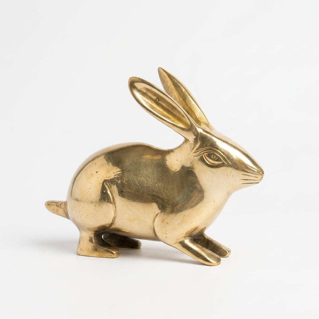 Svarn Studio Brass Rabbit Figurine | Gold Finish | Home Décor Sculpture