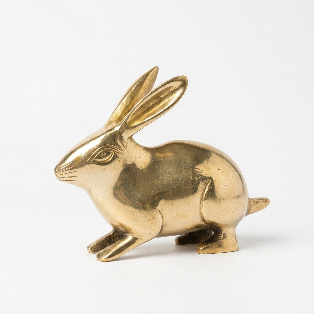 Svarn Studio Brass Rabbit Figurine | Gold Finish | Home Décor Sculpture