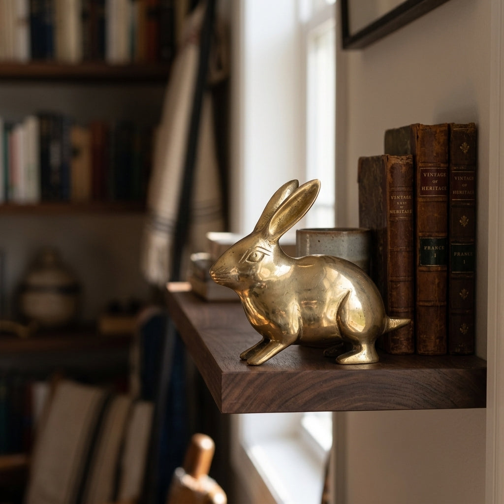 Svarn Studio Brass Rabbit Figurine | Gold Finish | Home Décor Sculpture