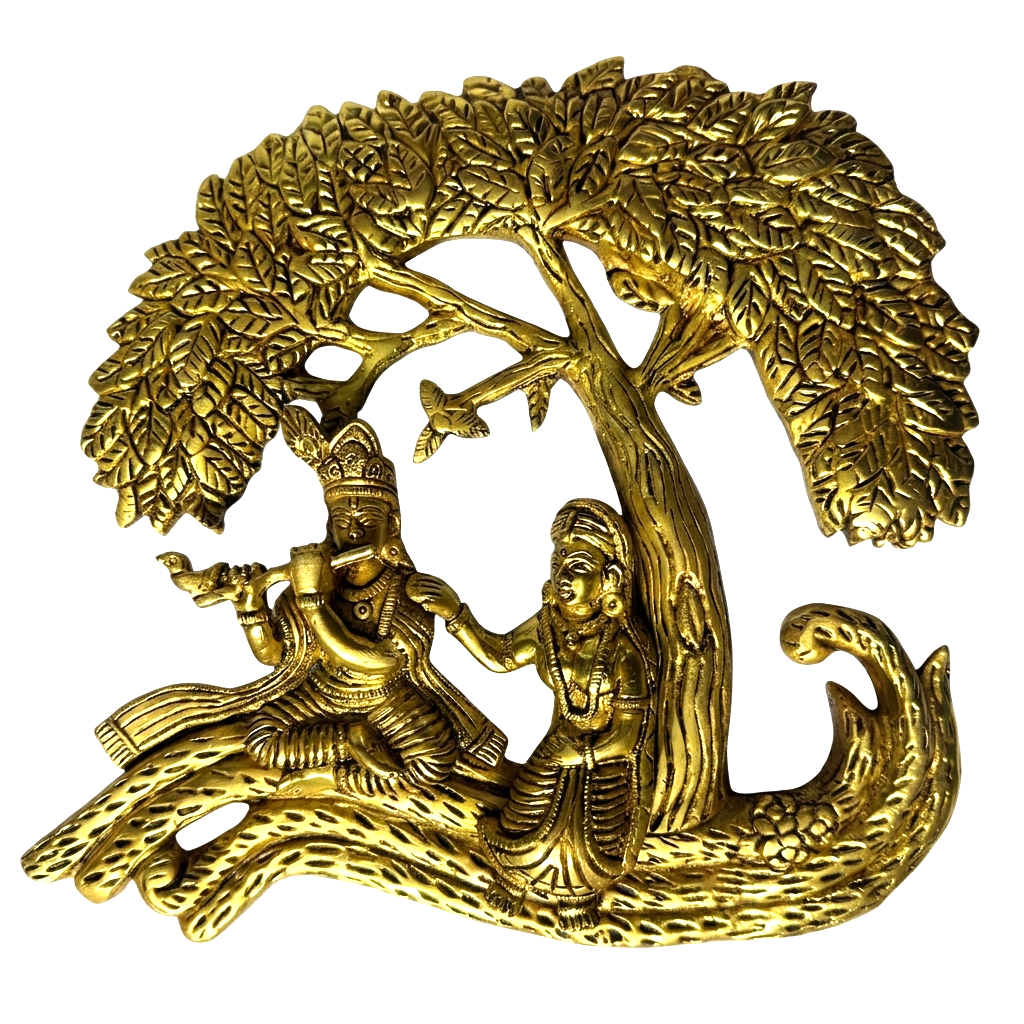 Svarn Studio Brass Radha Krishna Hanging on Tree - View 1