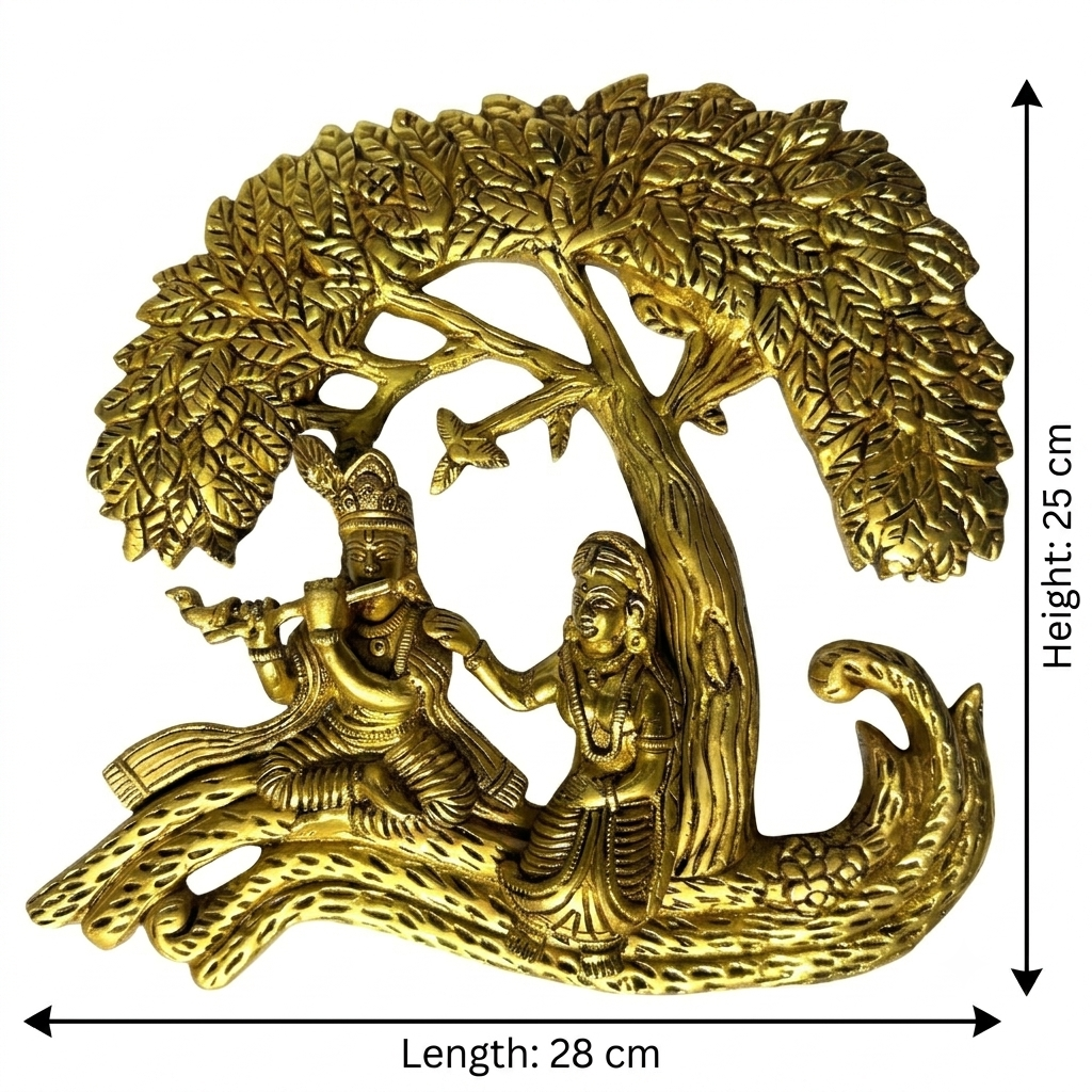 Svarn Studio Brass Radha Krishna Hanging on Tree - Measurements