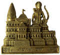 Svarn Studio Brass Ram Mandir - Front view on white background showing full temple architecture with Lord Ram, Shikhara and Jai Shri Ram base