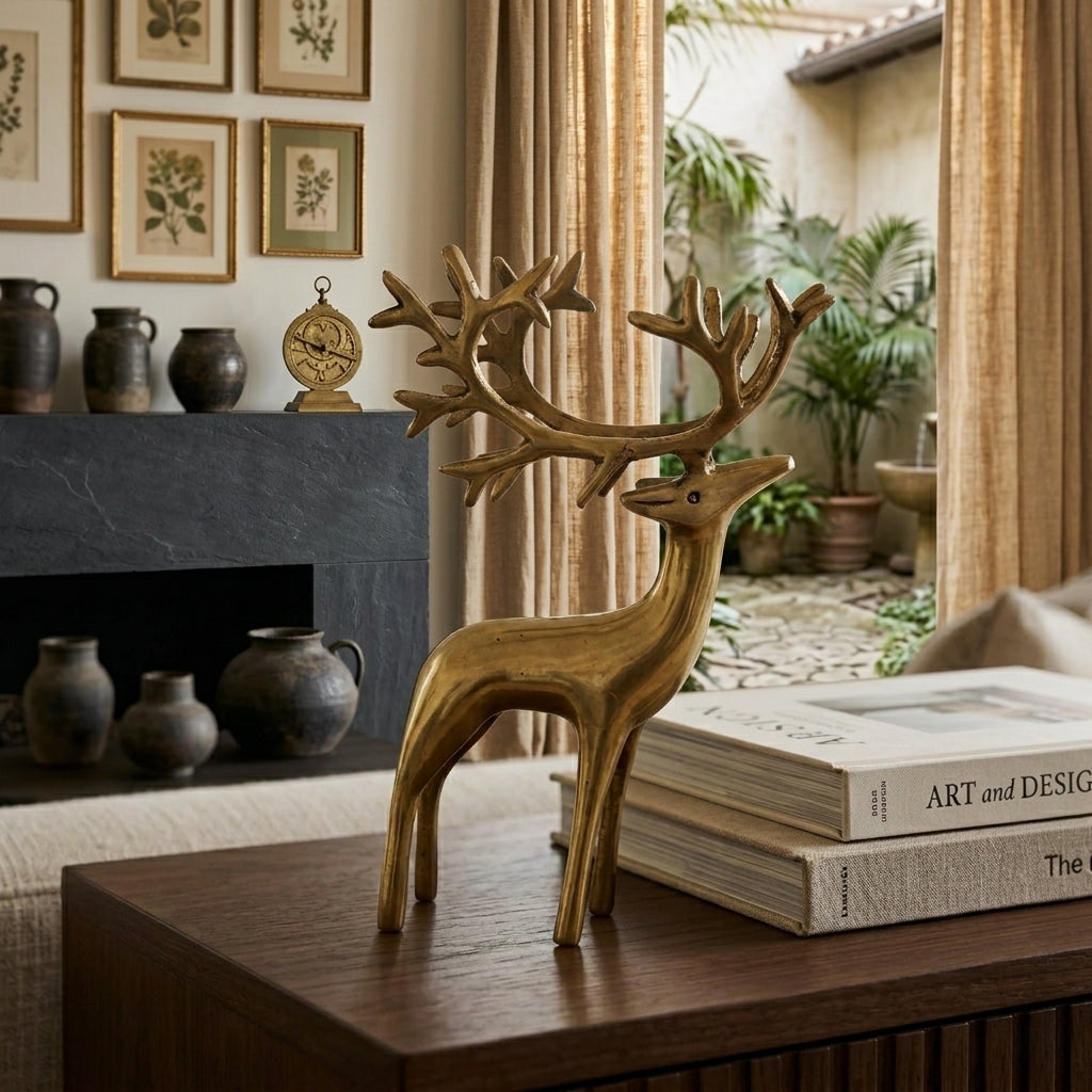 Svarn Studio Brass Reindeer Idol Figurine