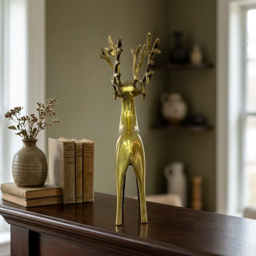 Svarn Studio Brass Reindeer Idol Figurine