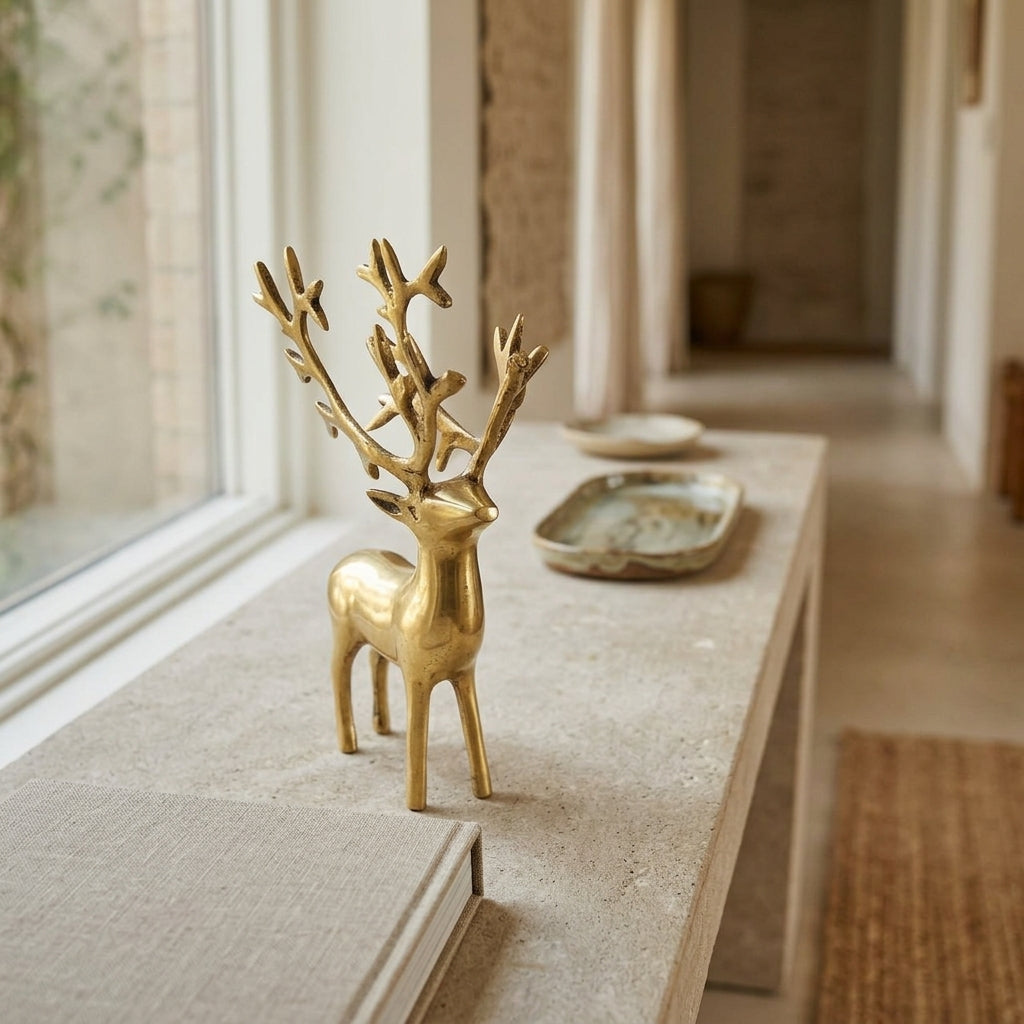 Svarn Studio Brass Reindeer Idol Figurine