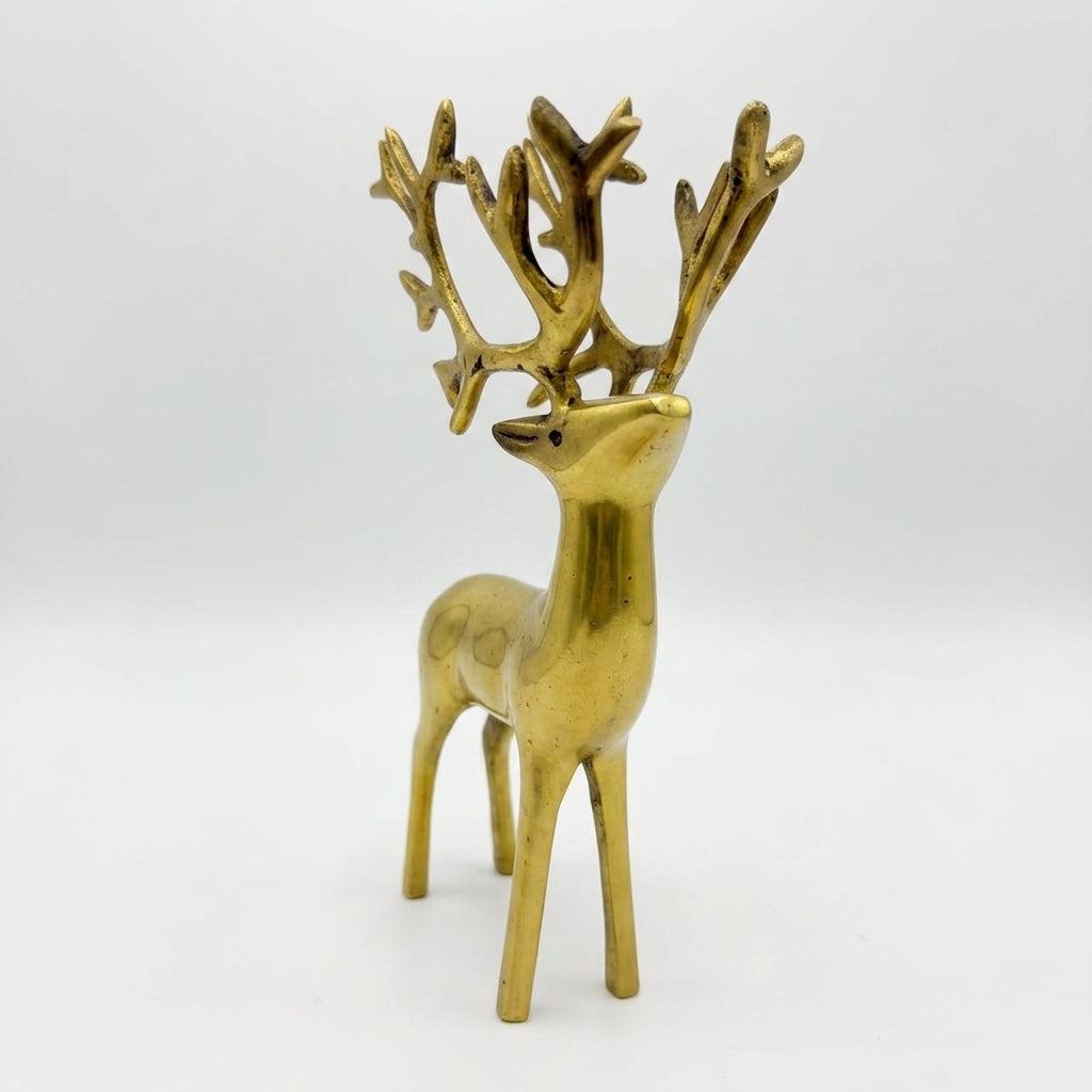 Svarn Studio Brass Reindeer Idol Figurine