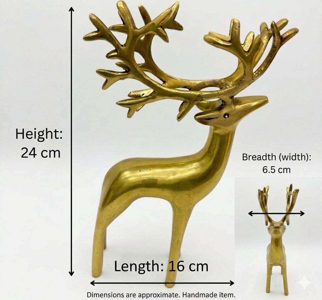 Svarn Studio Brass Reindeer Idol Figurine