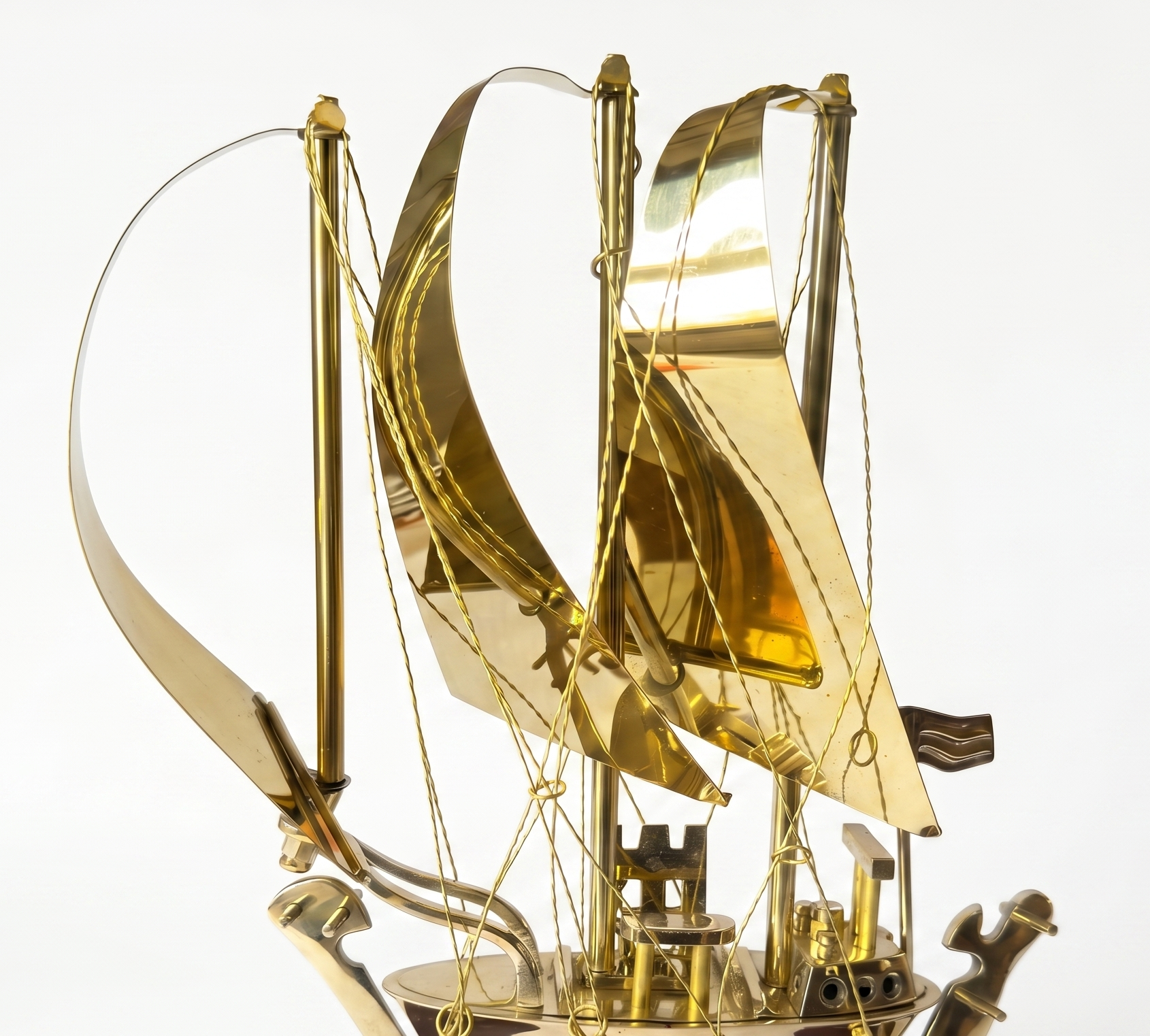 Svarn Studio Handcrafted Brass Sailing Ship Showpiece on Wooden Base | Nautical Décor Sculpture | Luxury Home & Office Decorative Figurine | Premium Corporate Gift