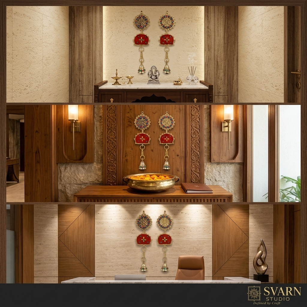 Svarn Studio Brass Shubh Labh Hanging - Lifestyle in Pooja Room, Foyer and Office