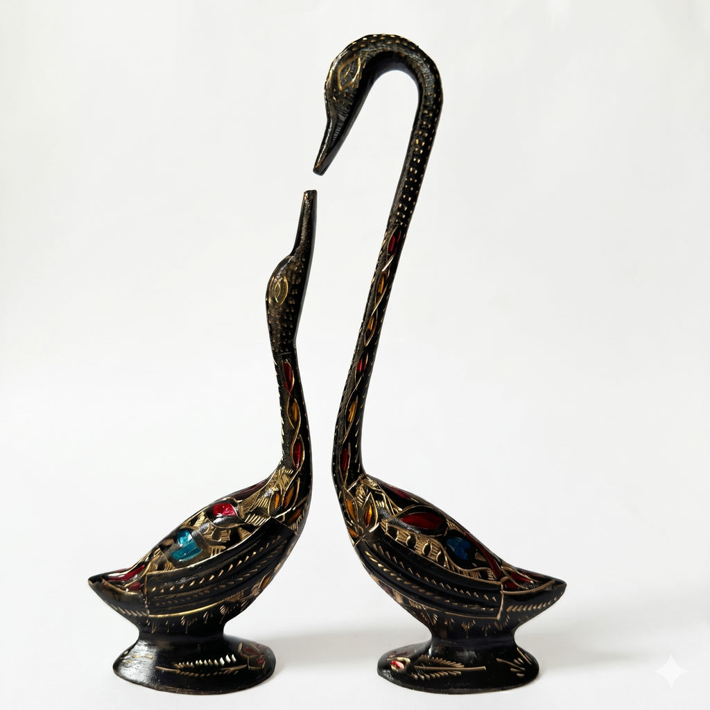 Svarn Studio Brass Swan Figurine Set of 2 - Office Lifestyle