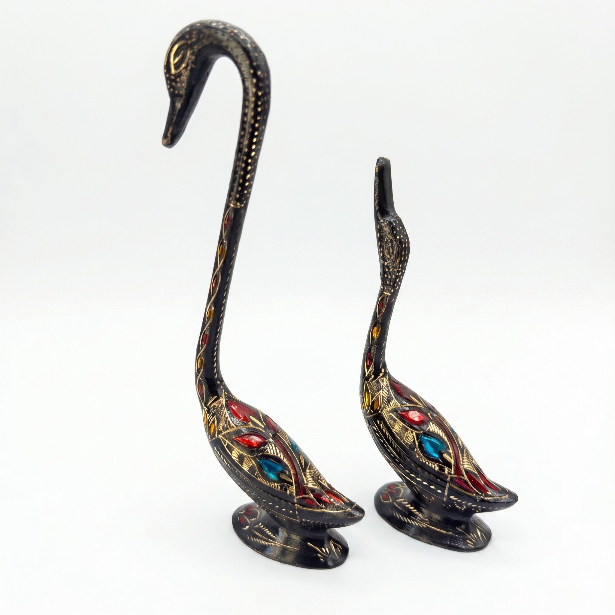 Svarn Studio Brass Swan Figurine Set of 2 - Product Shot Front
