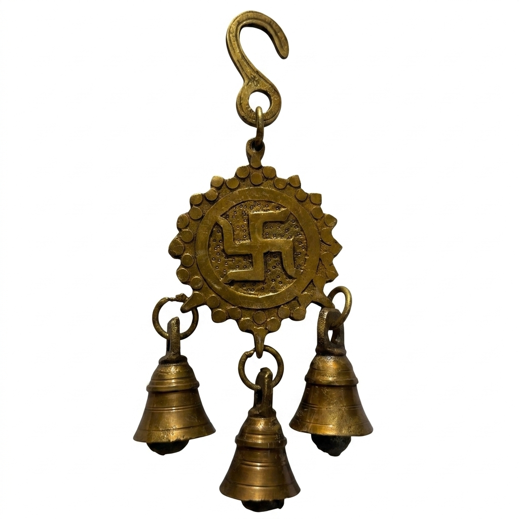 Svarn Studio Brass Swastik Hanging Antique Gold - Product Shot on White Background