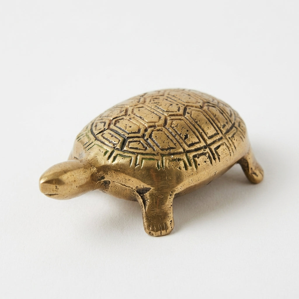 Svarn Studio Brass Small Tortoise Figurine, Handcrafted Premium Antique Fine Design