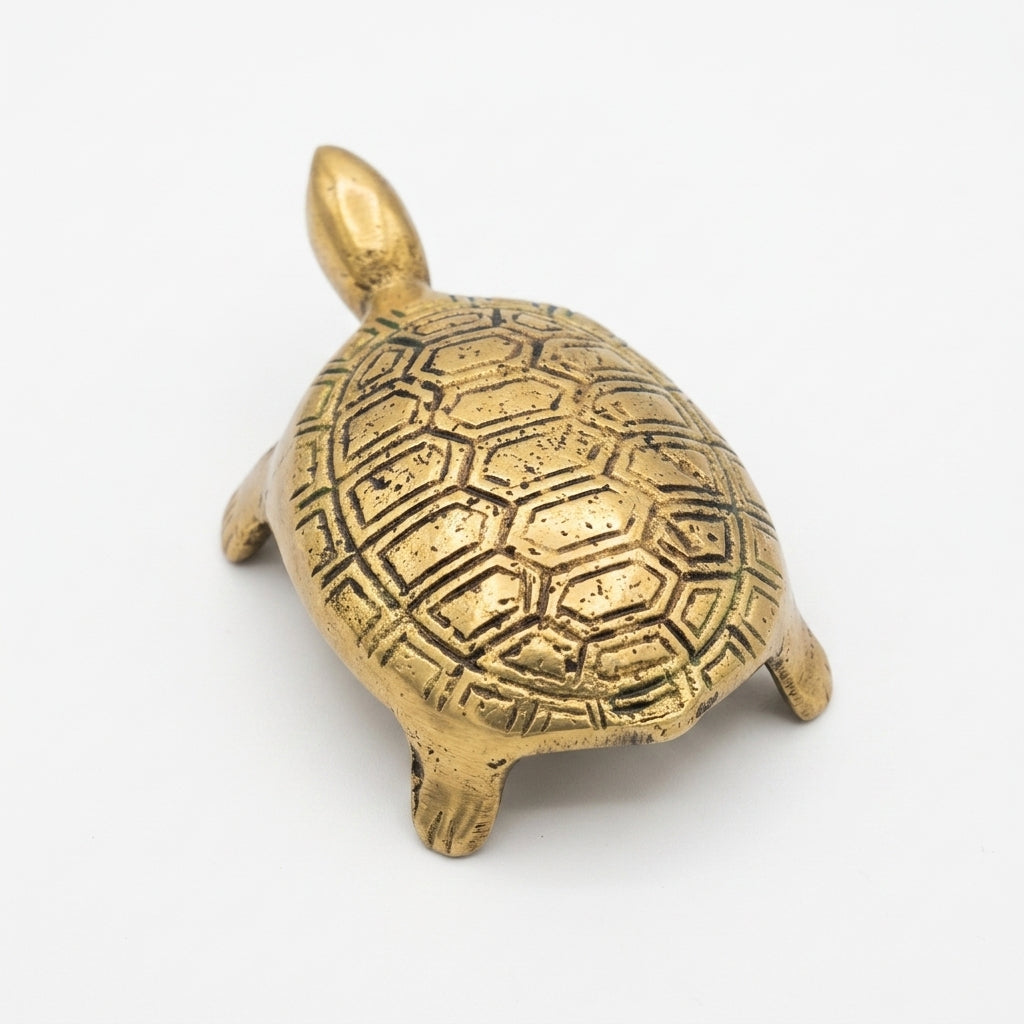 Svarn Studio Brass Small Tortoise Figurine, Handcrafted Premium Antique Fine Design