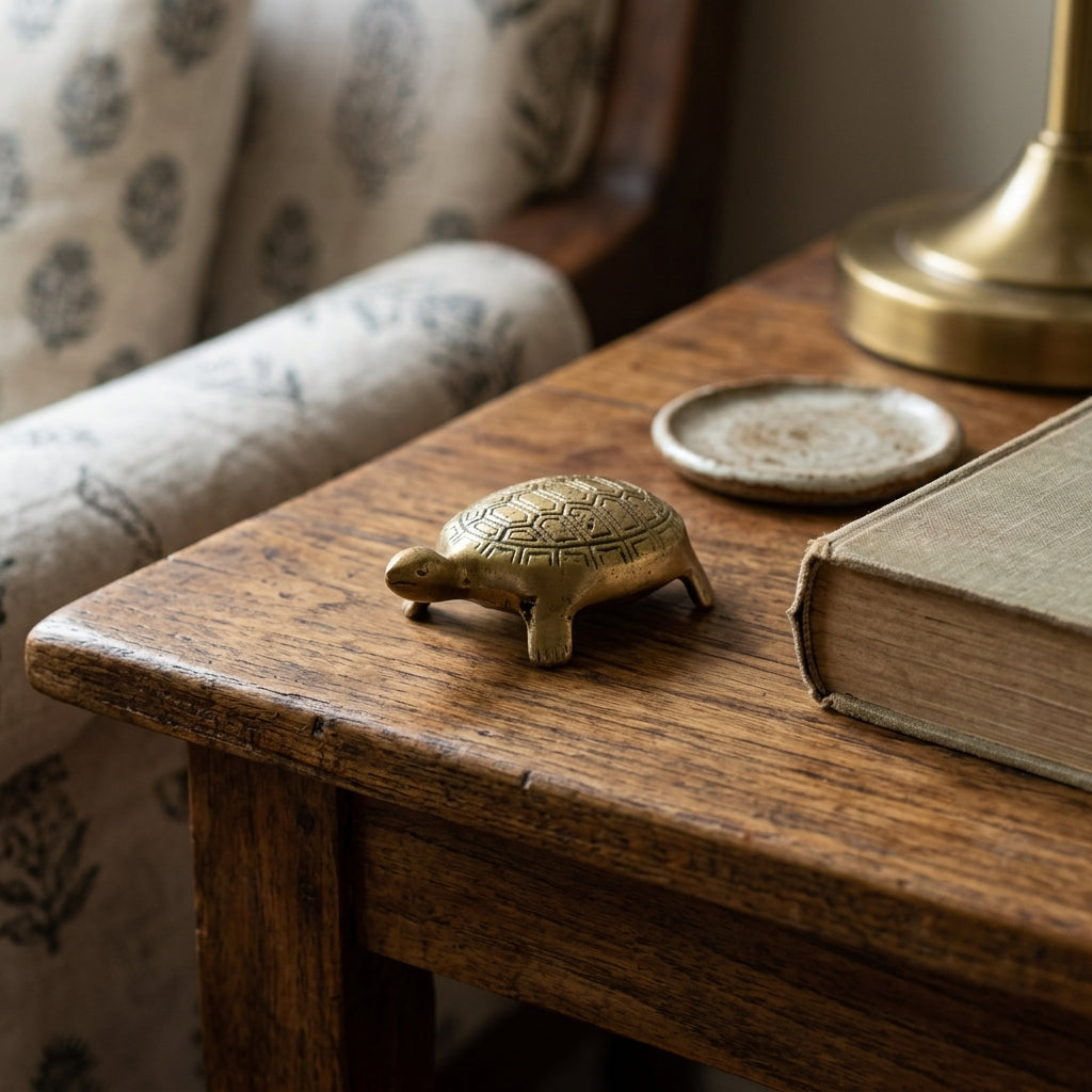 Svarn Studio Brass Small Tortoise Figurine, Handcrafted Premium Antique Fine Design