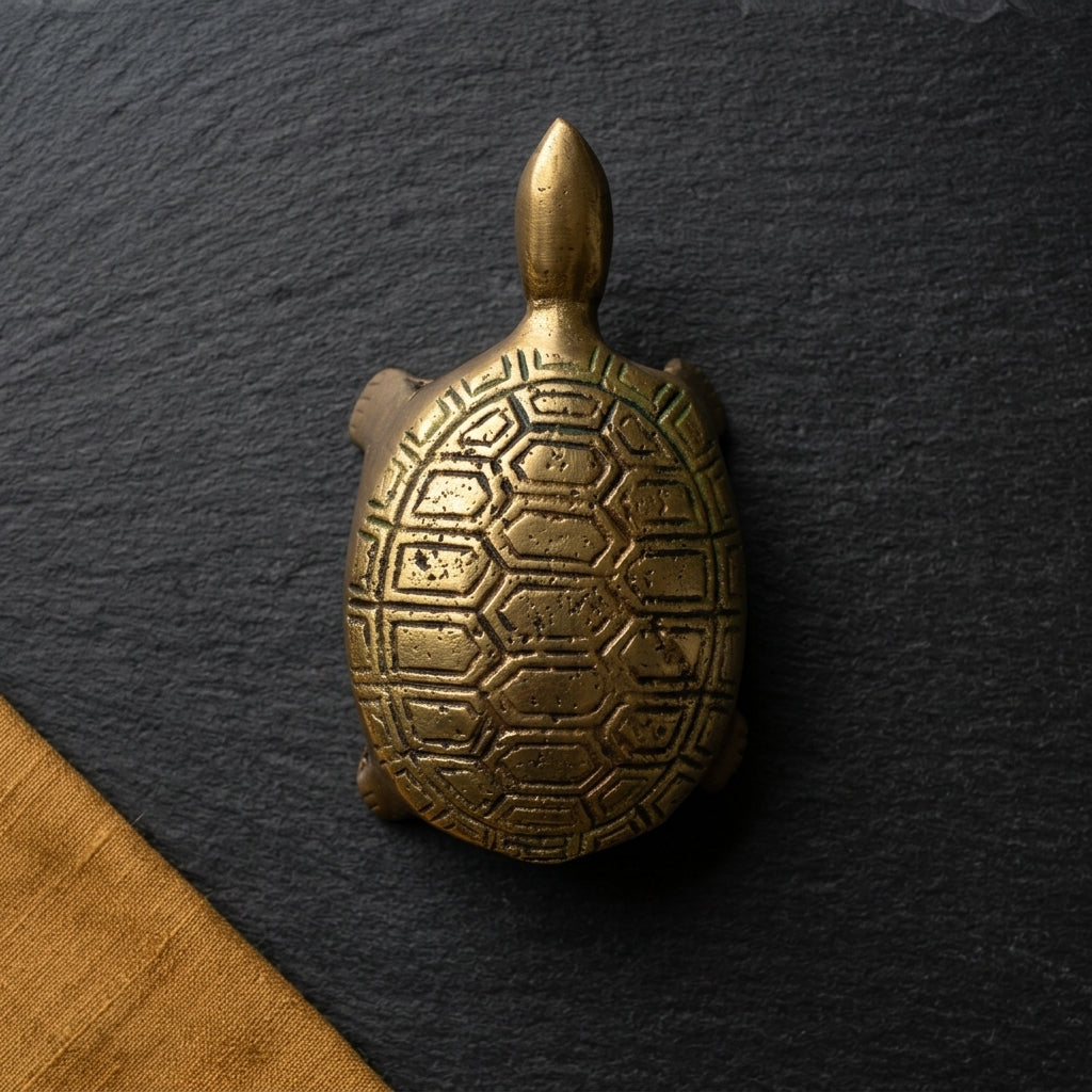 Svarn Studio Brass Small Tortoise Figurine, Handcrafted Premium Antique Fine Design