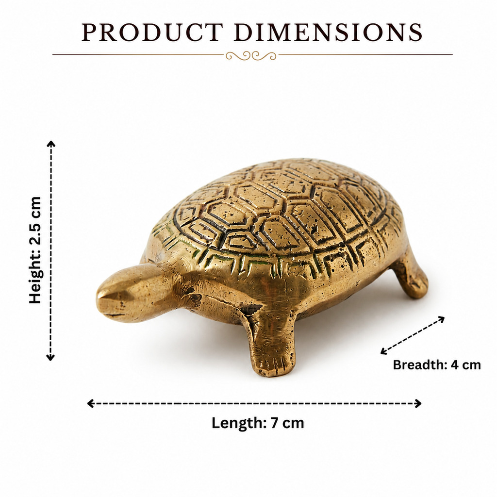 Svarn Studio Brass Small Tortoise Figurine, Handcrafted Premium Antique Fine Design