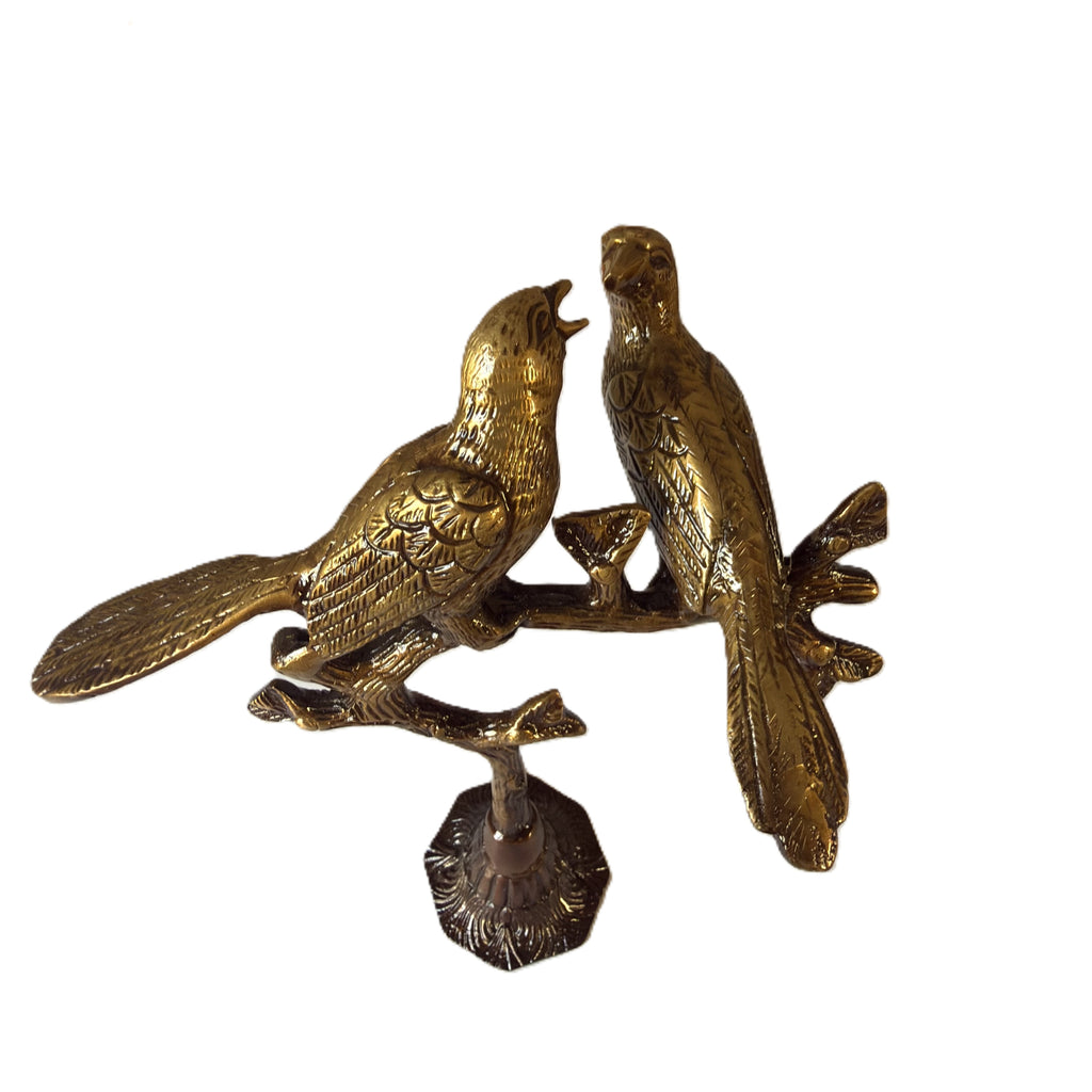 Svarn Studio Handcrafted Brass Love Birds on Tree Showpiece — 10 Inch Decorative Figurine for Home Décor, Gold Finish, 1.07 Kg