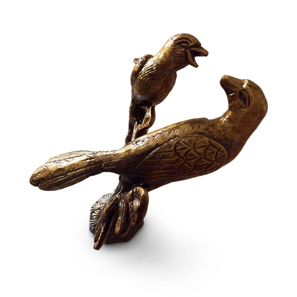 Svarn Studio Handcrafted Brass Love Birds on Tree Showpiece — 10 Inch Decorative Figurine for Home Décor, Gold Finish, 1.07 Kg