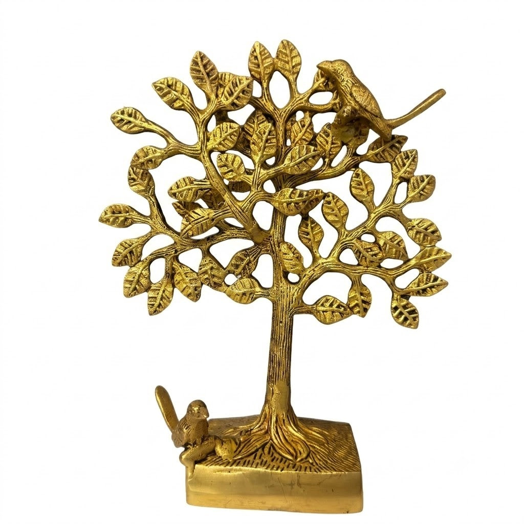 Svarn Studio Brass Tree with Stand - Lifestyle collage showing multiple angles in premium home settings