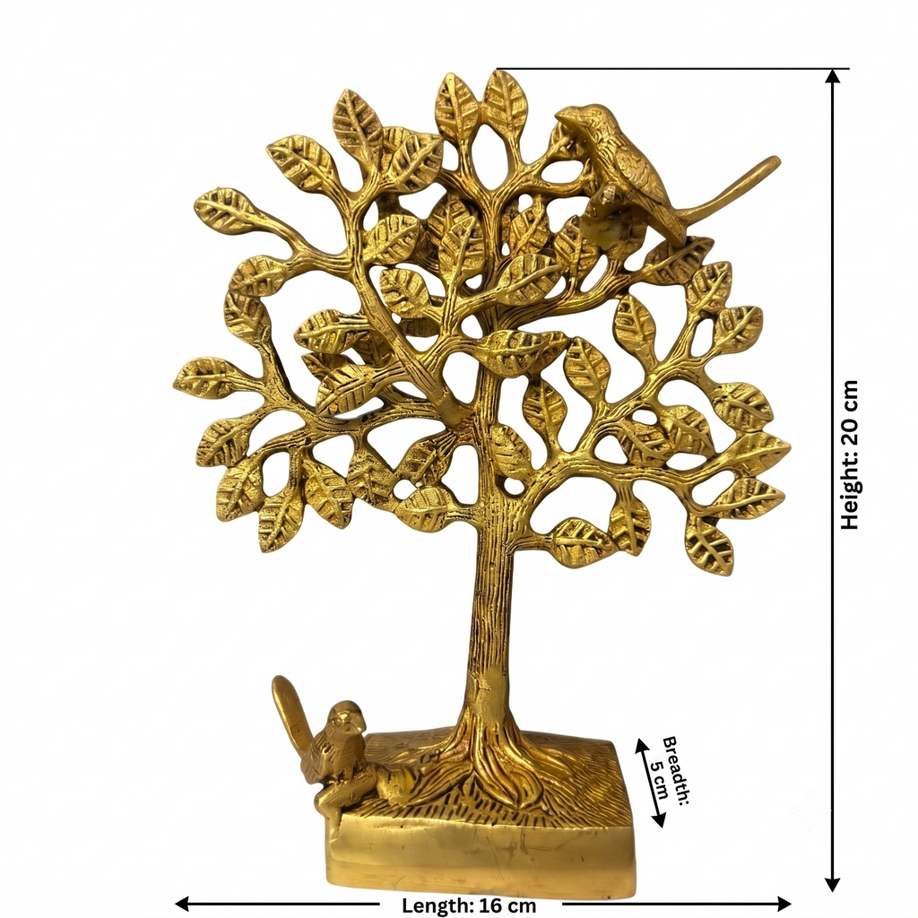 Svarn Studio Brass Tree with Stand - Dimensions: Height 20cm, Length 16cm, Breadth 5cm