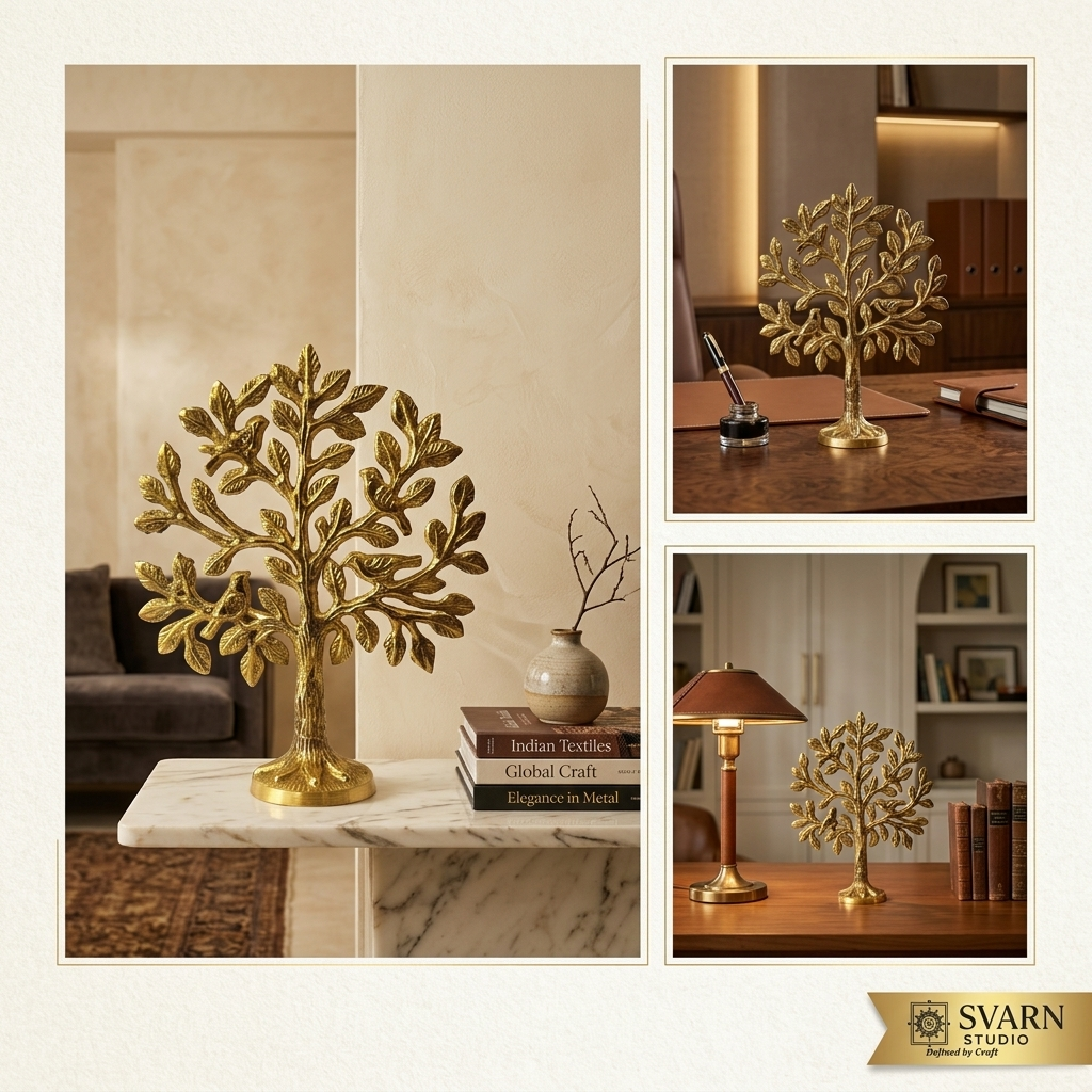 Svarn Studio Brass Tree of Life - Lifestyle in Living Room, Office and Study