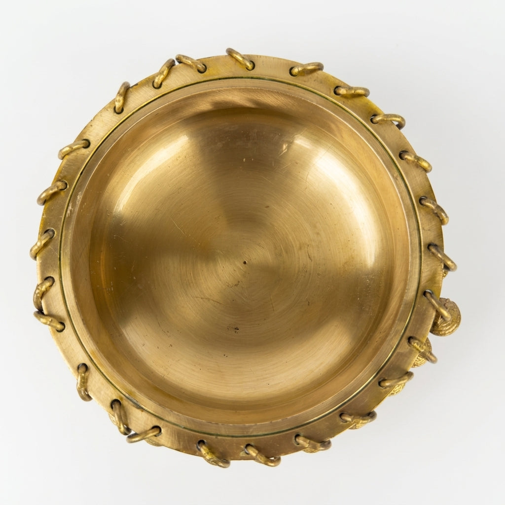 Svarn Studio Brass Urli with Ghungroo Bells | Gold Finish | Floating Flower Bowl