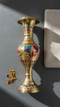 Pure Brass Meenakari Floor Vase – Floral Crown | Handcrafted Decorative Vase | Svarn Studio