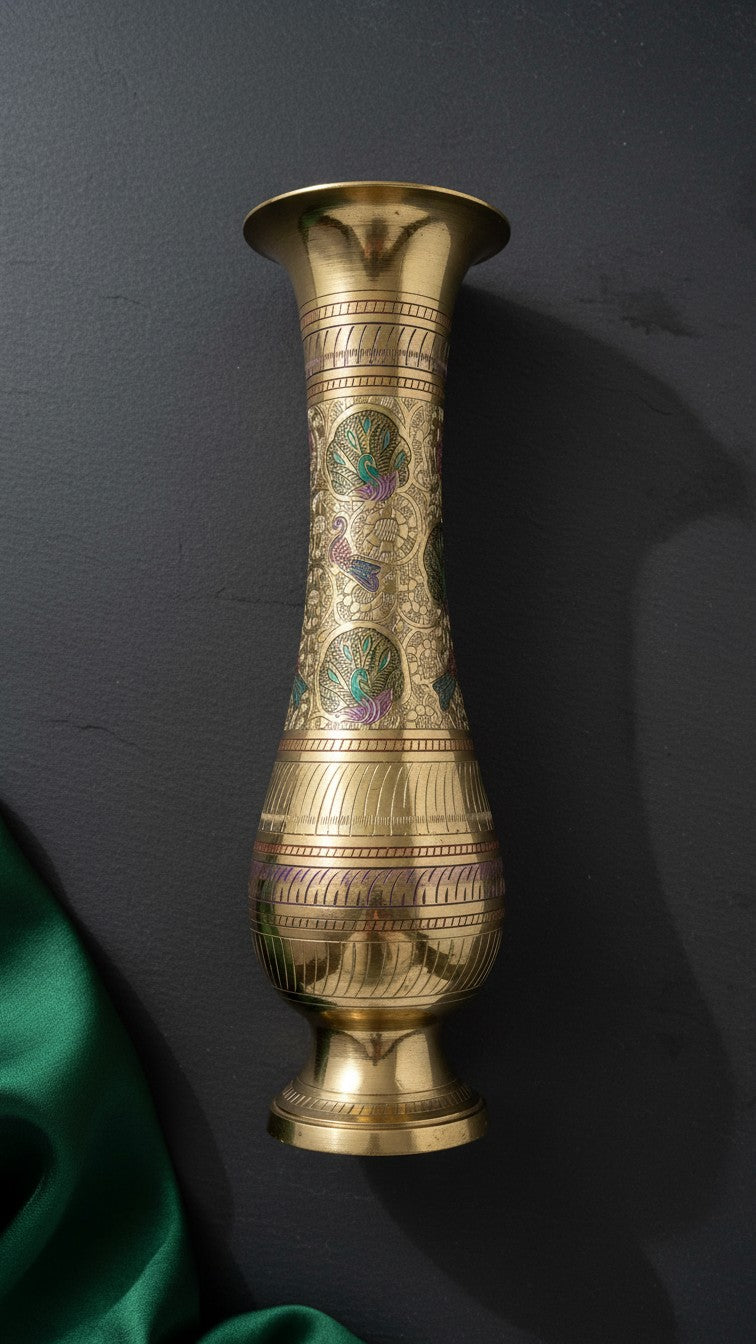 Pure Brass Meenakari Floor Vase – Classic | Handcrafted Decorative Vase | Svarn Studio