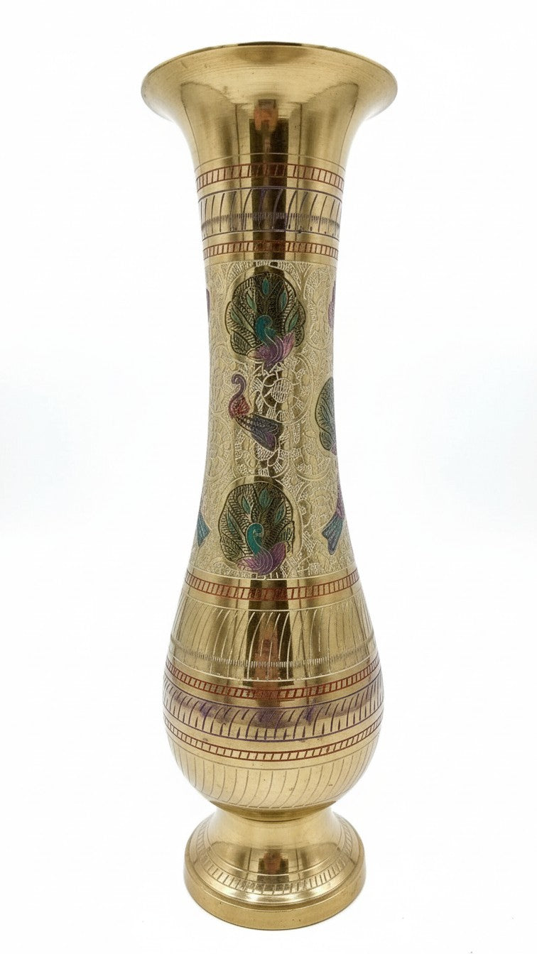 Pure Brass Meenakari Floor Vase – Classic | Handcrafted Decorative Vase | Svarn Studio