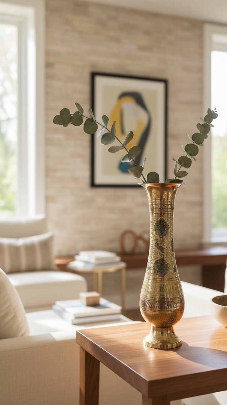 Pure Brass Meenakari Floor Vase – Classic | Handcrafted Decorative Vase | Svarn Studio