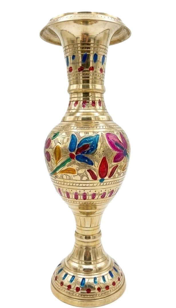 Pure Brass Meenakari Floor Vase – Floral Crown | Handcrafted Decorative Vase | Svarn Studio