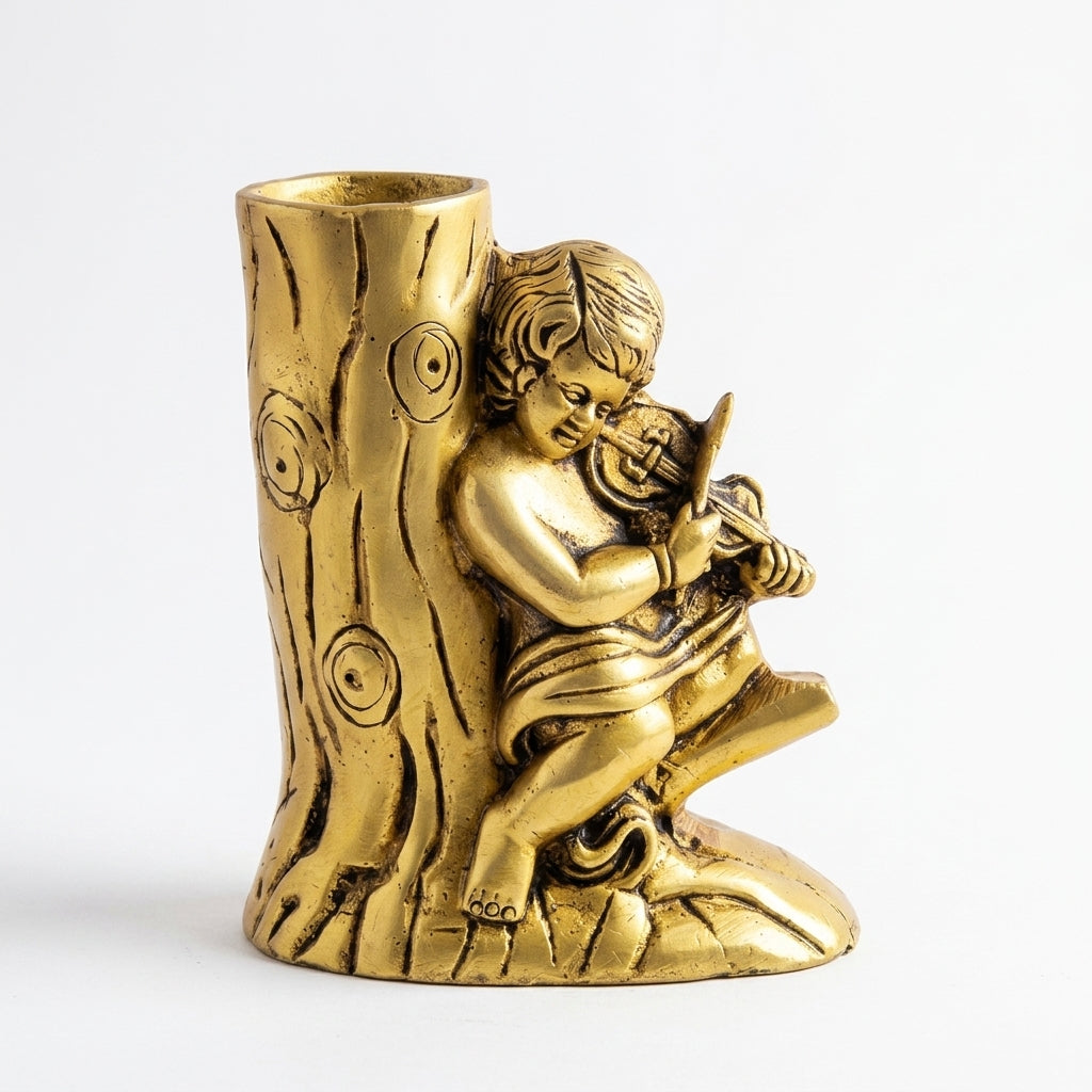 Svarn Studio Brass Pen Stand, Handcrafted Premium Antique Fine Design