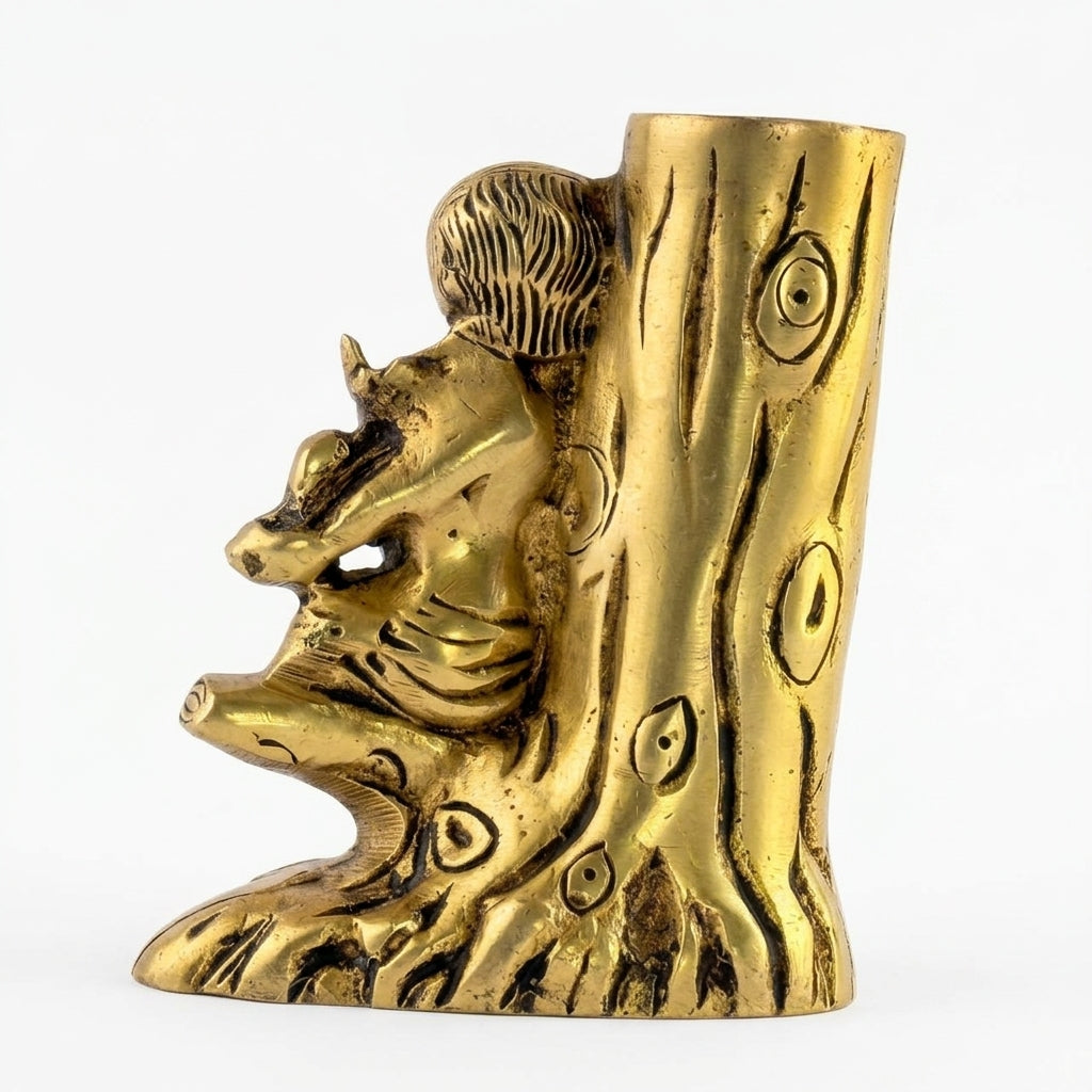 Svarn Studio Brass Pen Stand, Handcrafted Premium Antique Fine Design