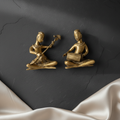 Pure Brass Musician Pair Showpiece | Handcrafted Classical Indian Musician Set | Svarn Studio